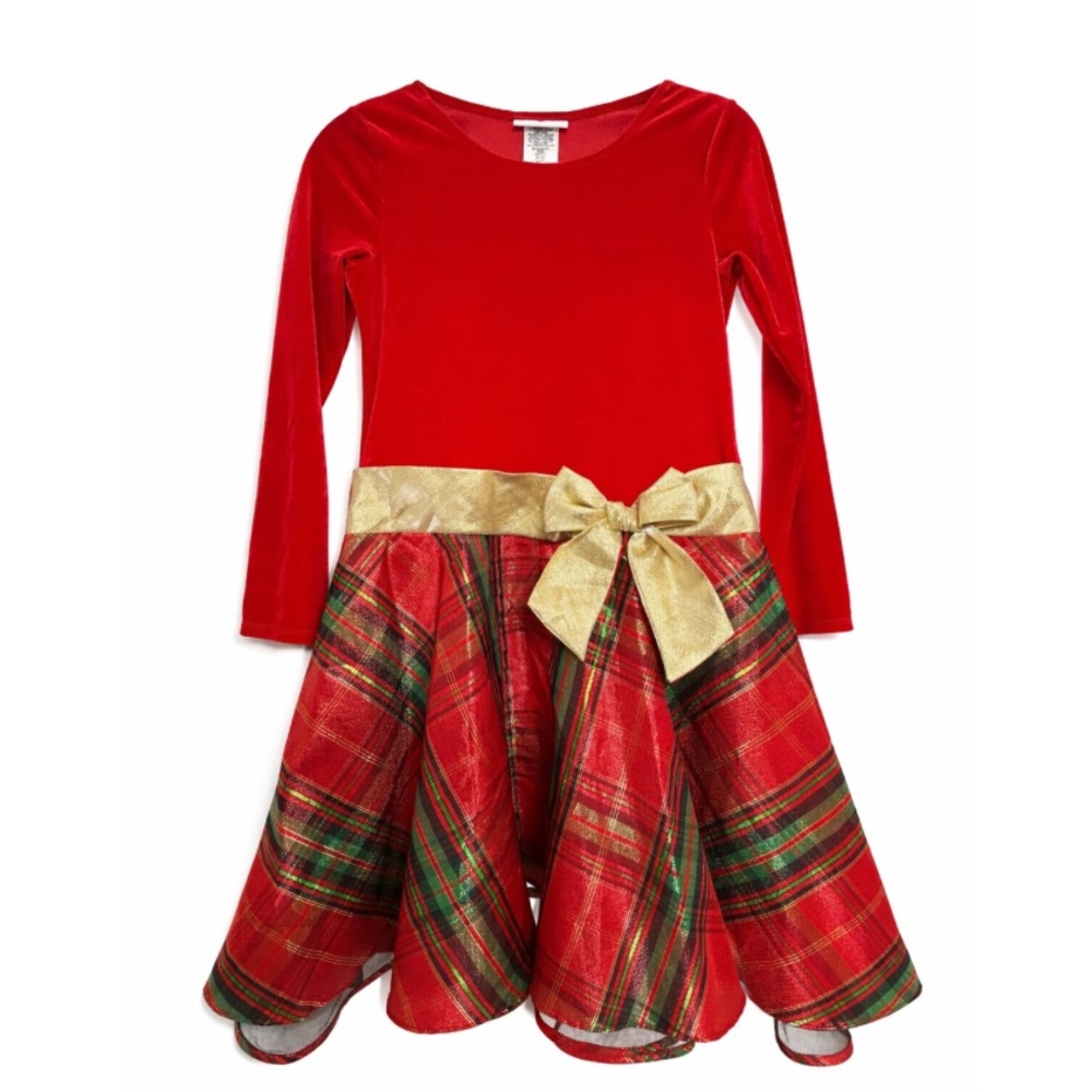 Bonnie Jean Red Dress with Gold Accents